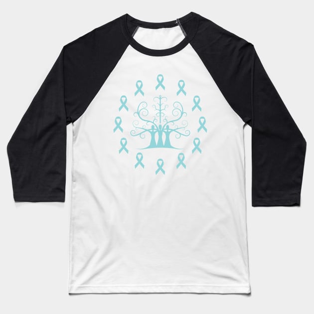 Ovarian Cancer Awareness Teal Ribbon Sisters Tree Of Life Baseball T-Shirt by SubtleSplit